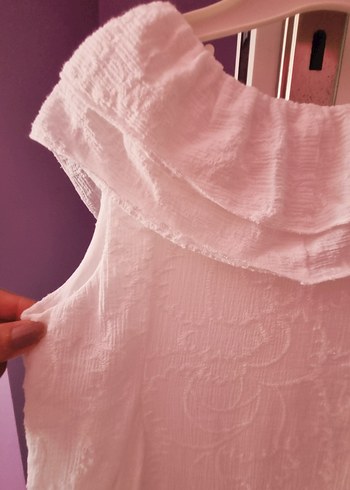 zara fırfırlı Beyaz Keten kız çocuk elbise - Görsel 6