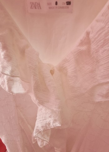 zara fırfırlı Beyaz Keten kız çocuk elbise - Görsel 3