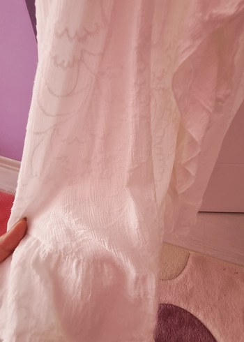 zara fırfırlı Beyaz Keten kız çocuk elbise - Görsel 7