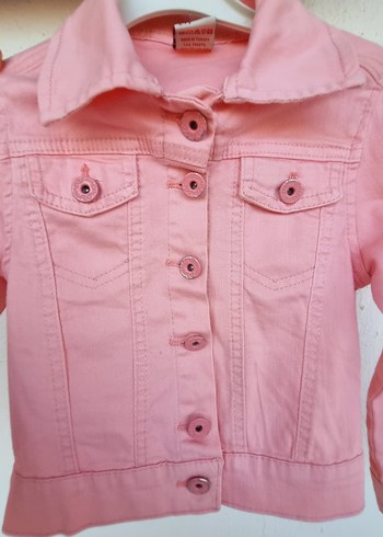 Düğmeli Pembe Denim Kız Ceketi - Görsel 2