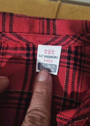 Düğmeli Uzun Kollu Kırmızı Kız çocuk gönlek - Görsel 3