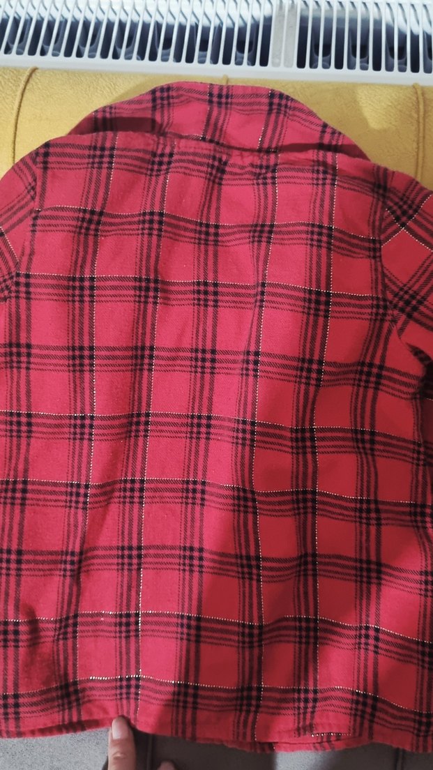 Düğmeli Uzun Kollu Kırmızı Kız çocuk gönlek - Görsel 4