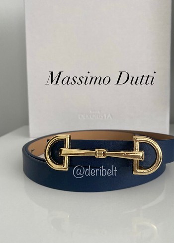 Massimo Dutti Lacivert Deri Kadın Kemer