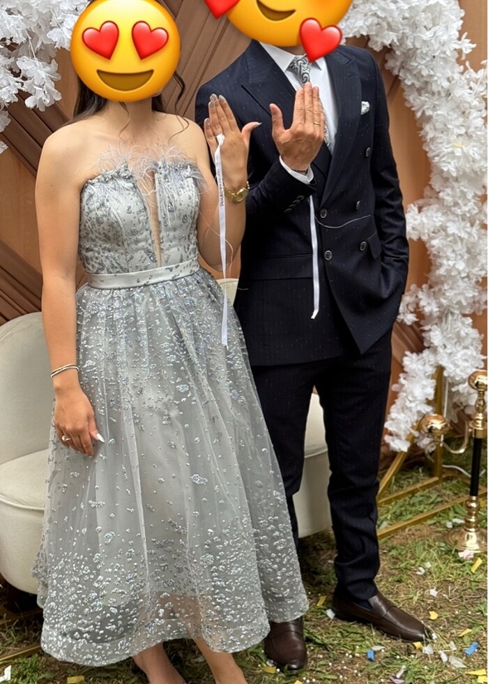 Nişan elbisesi midi boy abiye - Görsel 3