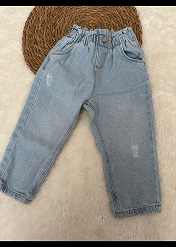 18-24 Ay Beden Kız Çocuk Pastel Renkli Bol Kesim Denim Pantolon