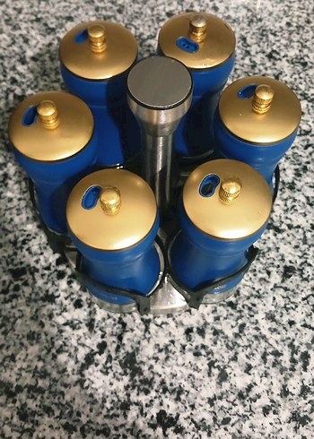 karaca cam Mavi Kapaklı Döner Baharatlık Seti - Görsel 4