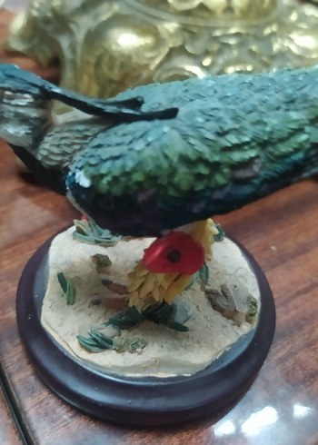 Vintage 2000 li Yıllar Damgalı El Boyama Kuş Figürlü 7*9 cm - Görsel 4