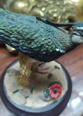 Vintage 2000 li Yıllar Damgalı El Boyama Kuş Figürlü 7*9 cm - Görsel 3