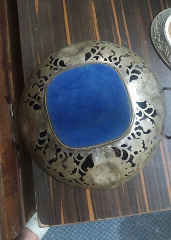2K Vintage İşlemeli Parlak Gri Şekerlik