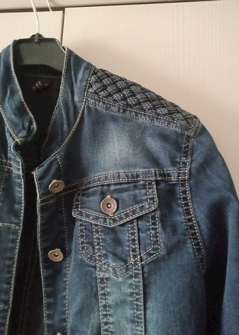 Collezione Kadın Koyu Mavi Düğmeli Kot Denim Ceket