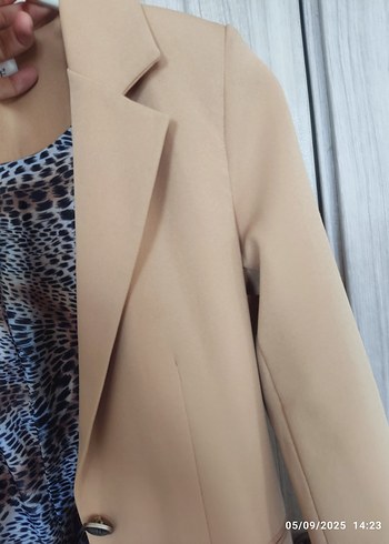 Camel Renkli Midi Kadın Blazer Ceket - Görsel 5