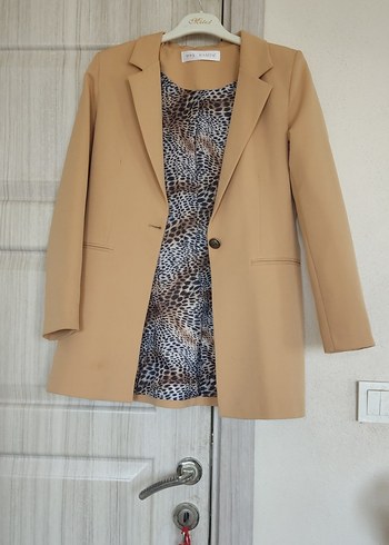 Camel Renkli Midi Kadın Blazer Ceket - Görsel 2