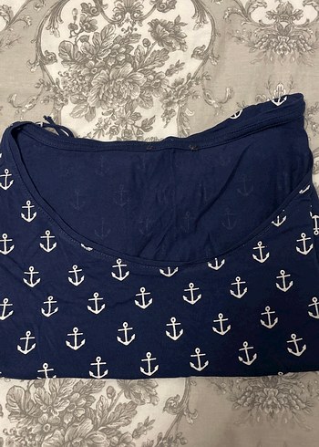 Lacivert Desenli Plaj Tişört - Görsel 2