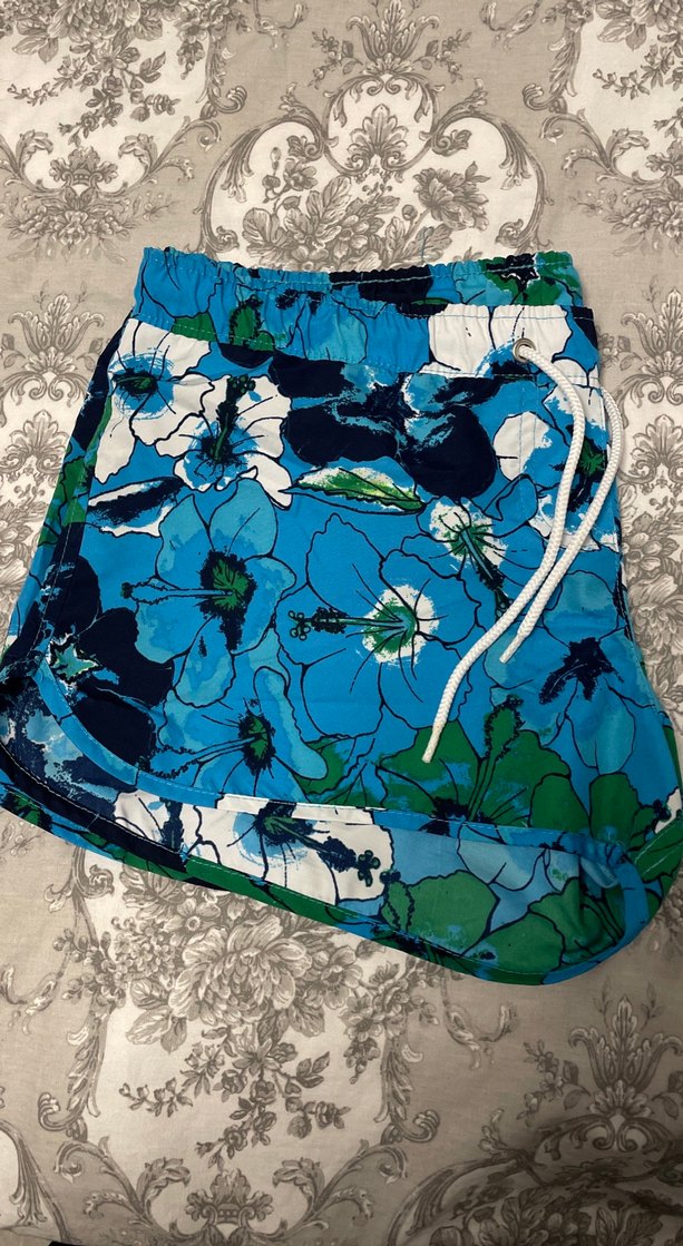 Mavi Çiçek Desenli Mini Şort - Görsel 3