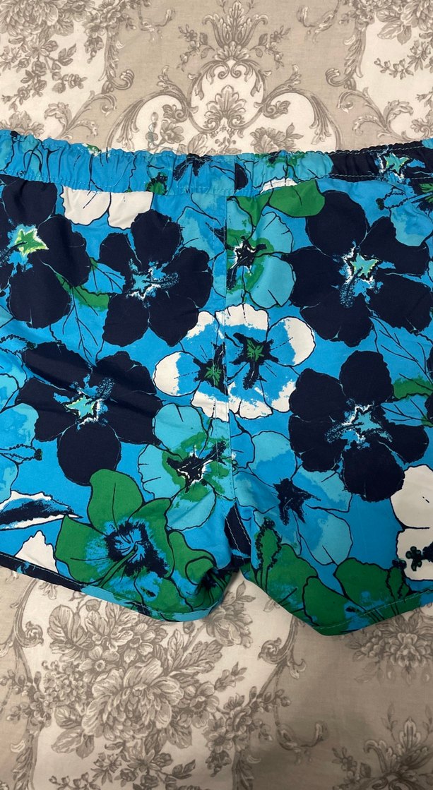 Mavi Çiçek Desenli Mini Şort - Görsel 2