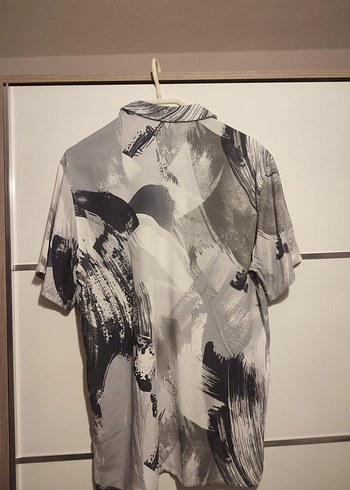 Zara Gri Baskılı Erkek Kısa Kollu Gömlek