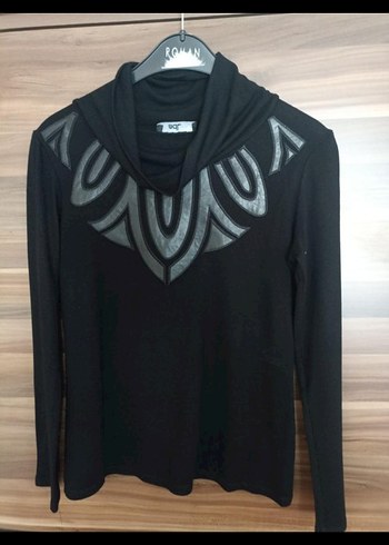 Siyah Uzun Kollu Gotik Baskılı Bluz - Görsel 6