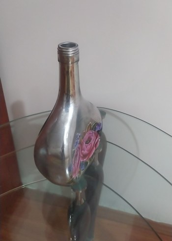 Gri Pembe Çiçek Desenli Vazo - Görsel 4