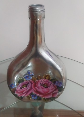 Gri Pembe Çiçek Desenli Vazo - Görsel 3