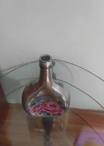 Gri Pembe Çiçek Desenli Vazo - Görsel 2