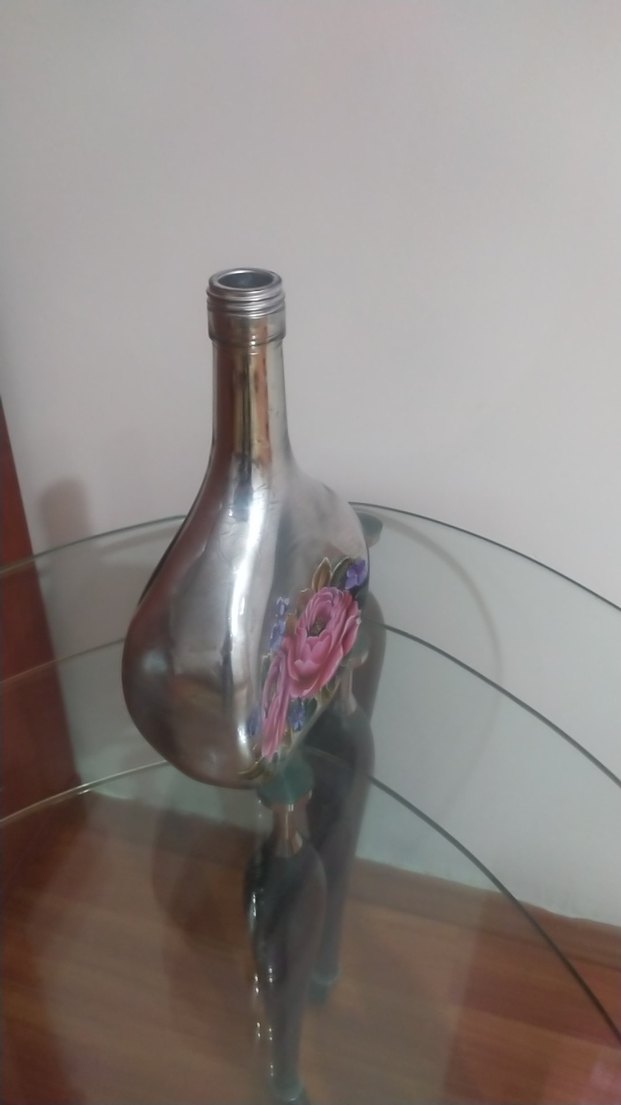 Gri Pembe Çiçek Desenli Vazo - Görsel 4