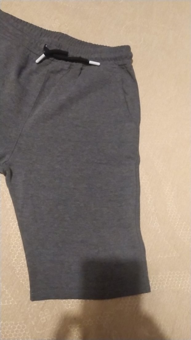 Gri Erkek Spor Şort Fermuarlı Cepli - Görsel 2