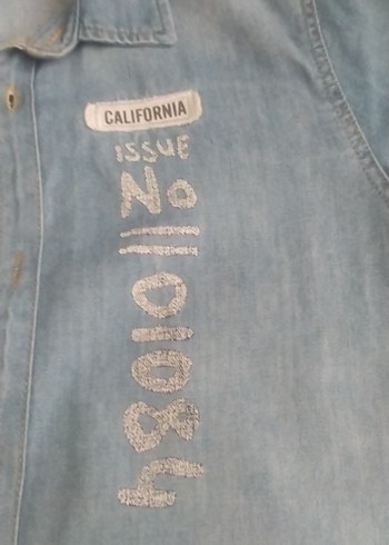 Erkek Çocuk Mavi Denim Kısa Kollu Gömlek - Görsel 3