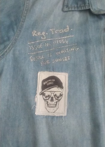 Erkek Çocuk Mavi Denim Kısa Kollu Gömlek - Görsel 2