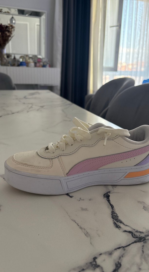 Beyaz Kadın Spor Ayakkabısı Pastel Detaylı - Görsel 3