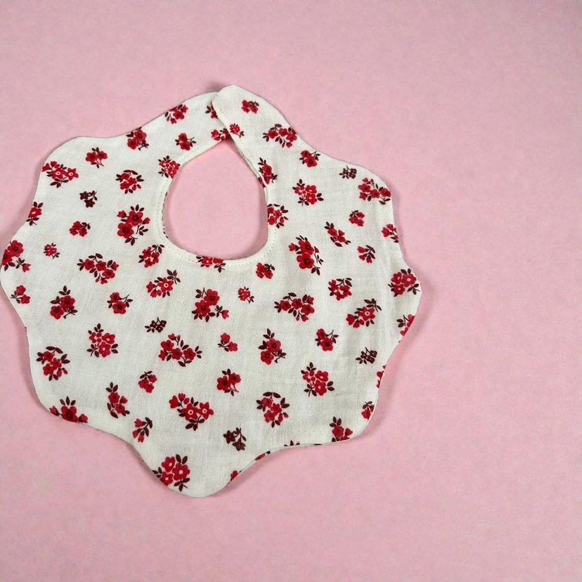 Çiçek Desenli Renkli Bebek Önlüğü ve Bandana - Görsel 2