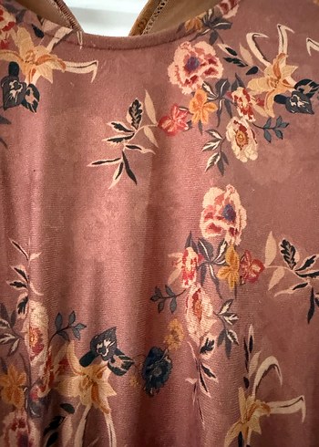 Kahverengi Çiçek Desenli Uzun Kadın Elbise - Görsel 4