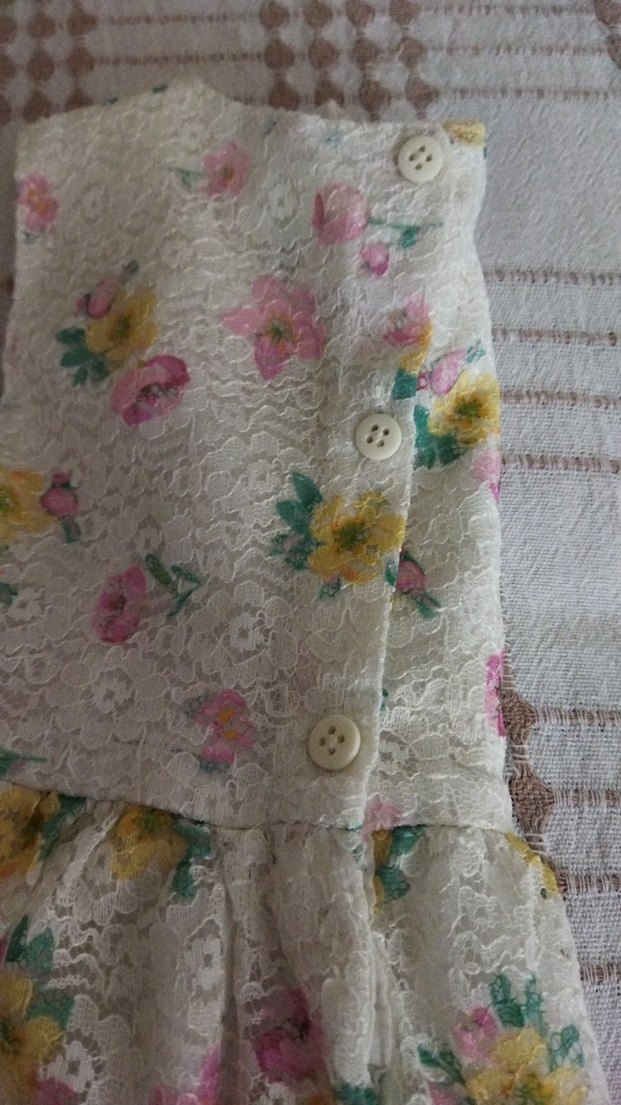 Çiçek Desenli Kız Çocuk Dantelli Elbise - Görsel 5