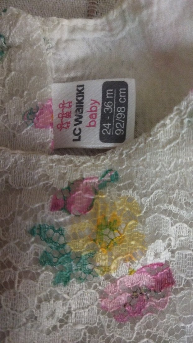 Çiçek Desenli Kız Çocuk Dantelli Elbise - Görsel 4