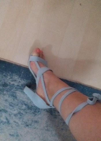 Diğer açık mavi Bağcıklı Stiletto Kadın Sandalet