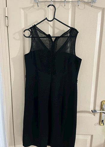 Siyah V Yaka Midi Abiye Elbise - Görsel 3