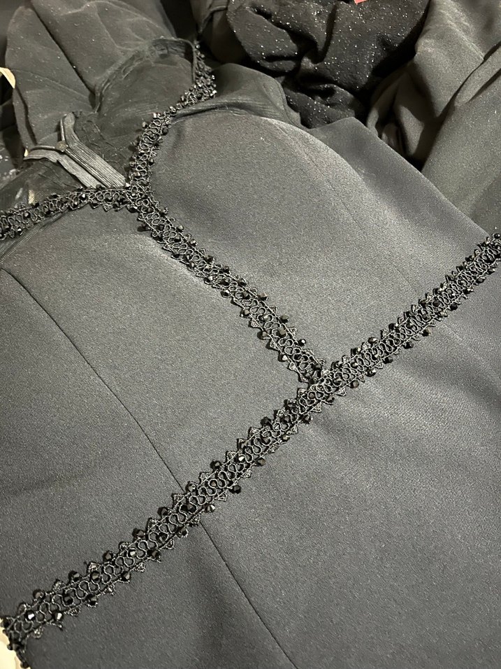 Siyah V Yaka Midi Abiye Elbise - Görsel 5