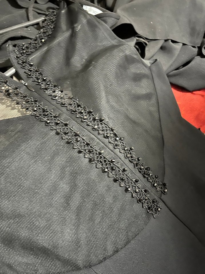 Siyah V Yaka Midi Abiye Elbise - Görsel 4