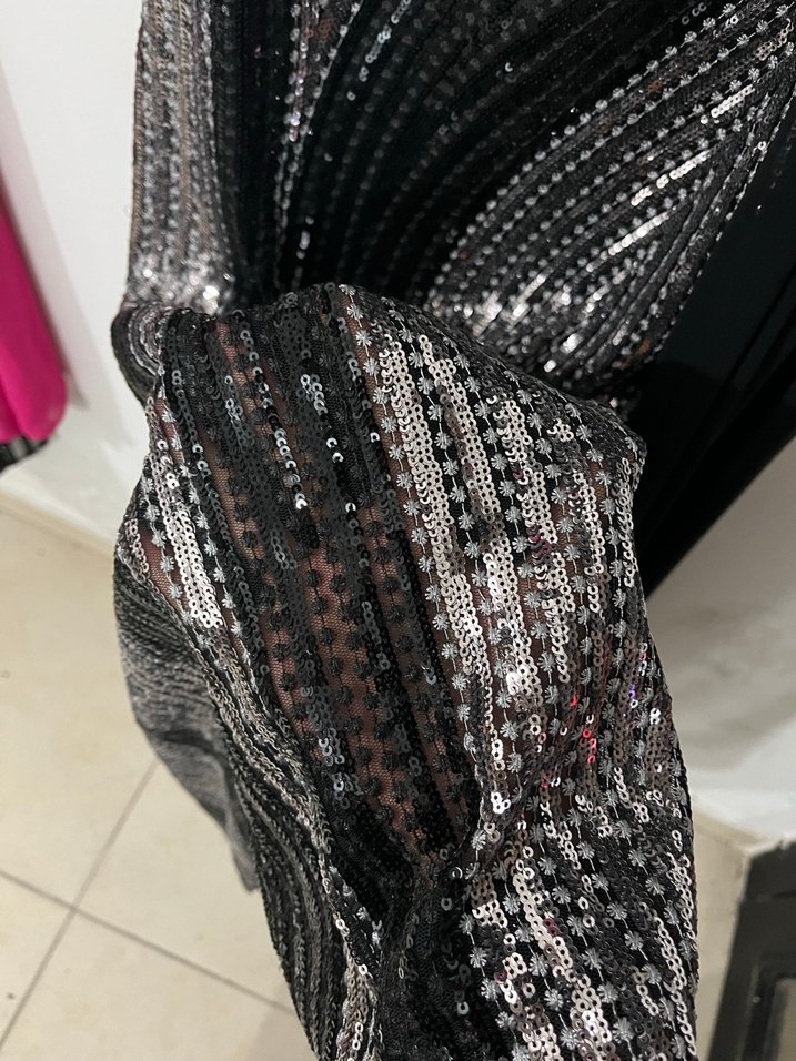 Tek Omuzlu Drapeli Siyah Uzun Abiye Elbise - Görsel 2