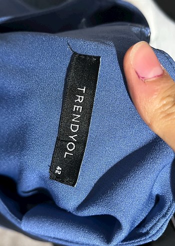 Mavi Straplez Midi Hamile Elbisesi - Görsel 3