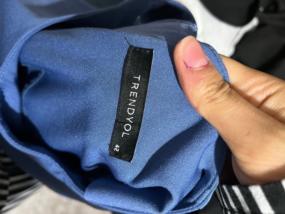 Mavi Straplez Midi Hamile Elbisesi - Görsel 3