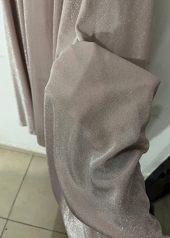 Bej Drapeli Uzun Abiye Elbise - Görsel 3