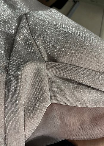 Bej Drapeli Uzun Abiye Elbise - Görsel 4