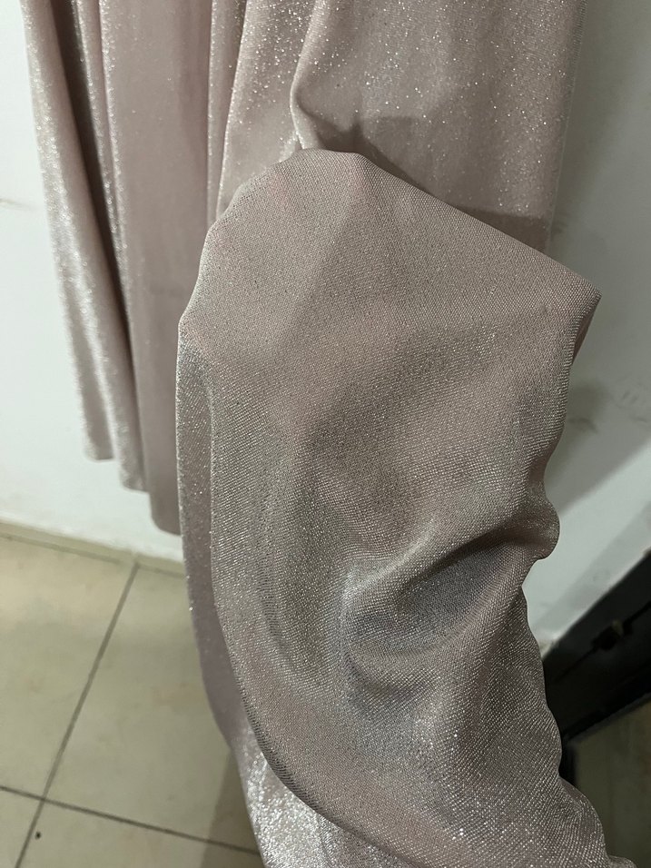 Bej Drapeli Uzun Abiye Elbise - Görsel 3