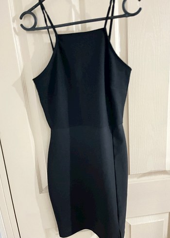 Siyah Yüksek Yakalı Uzun kisa Elbisesi - Görsel 2