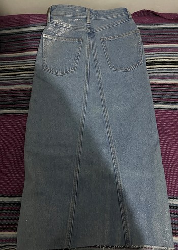 Uzun Mavi Denim Etek - Görsel 4