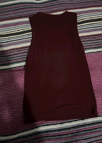 Bordo Kadın Triko Kolsuz Süveter - Görsel 3