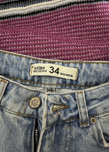 Kadın Gri Mavi  Salaş Midi Kot Pantolon - Görsel 4