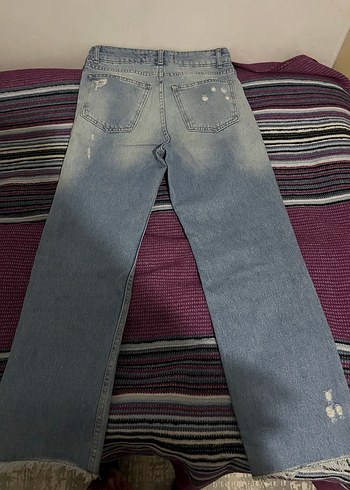 Kadın Gri Mavi  Salaş Midi Kot Pantolon - Görsel 3