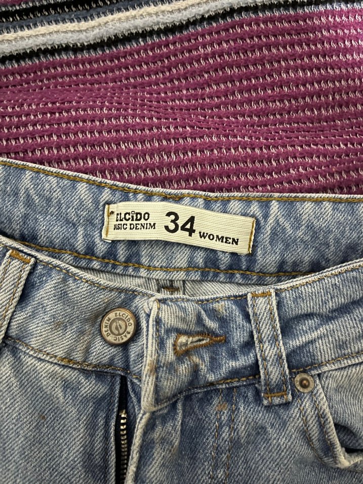 Kadın Gri Mavi  Salaş Midi Kot Pantolon - Görsel 4