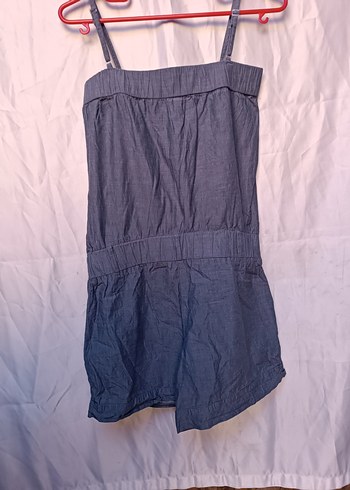 Düğmeli Keten Kadın Mini Tulum